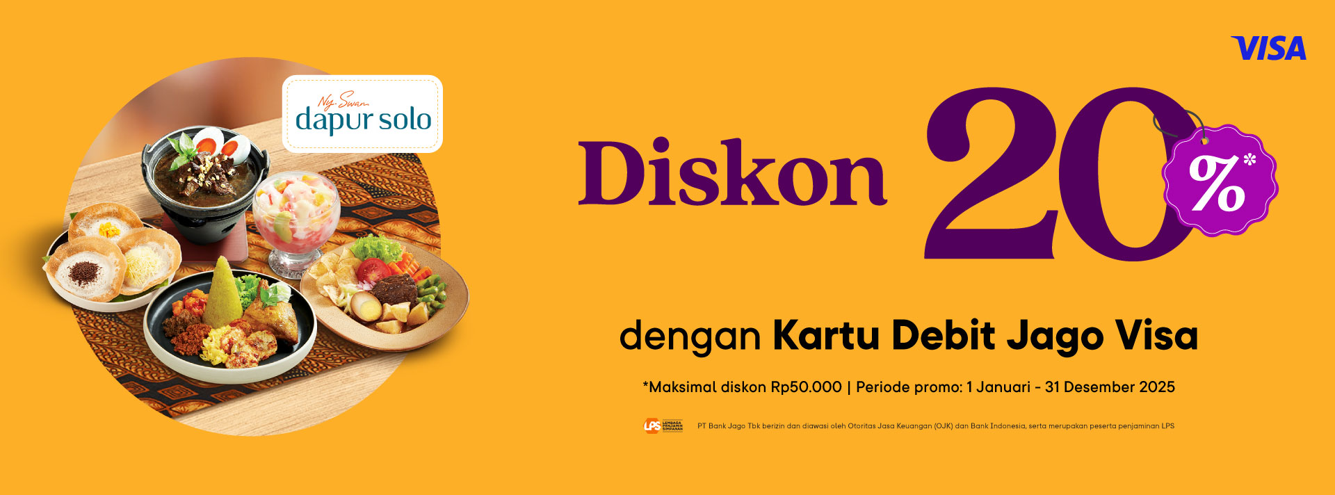 Diskon 20% buat makan-makan pakai Kartu Debit Jago Visa