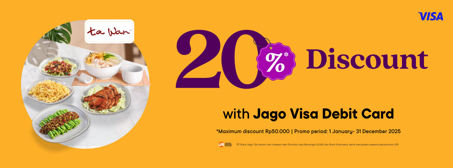20% discount for dining with Jago Visa Debit Card
