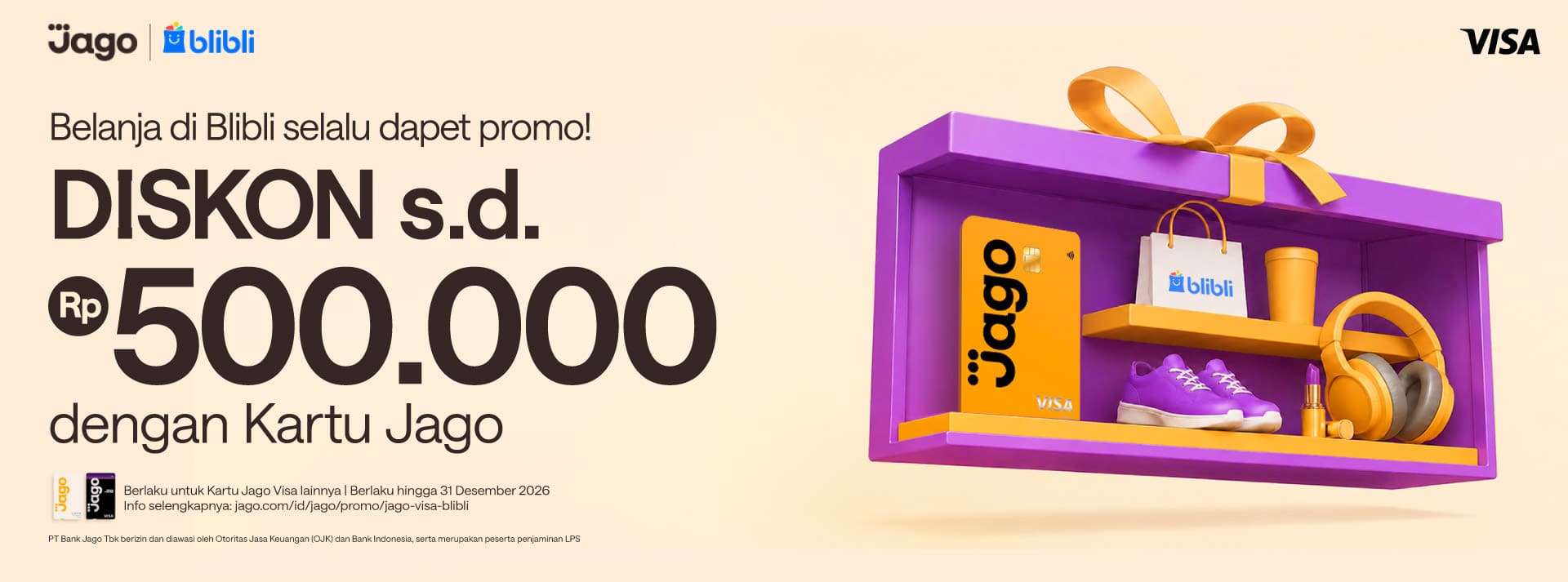Belanja di Blibli selalu dapet promo! DISKON s.d. Rp500.000 dengan Kartu Jago.