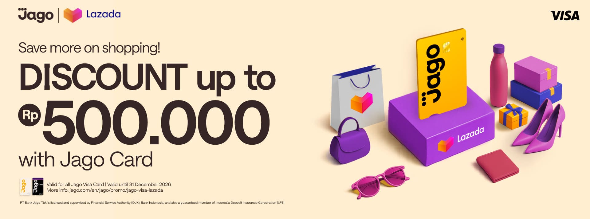 Save more on shopping! Up to 500K bonus with Jago Card.