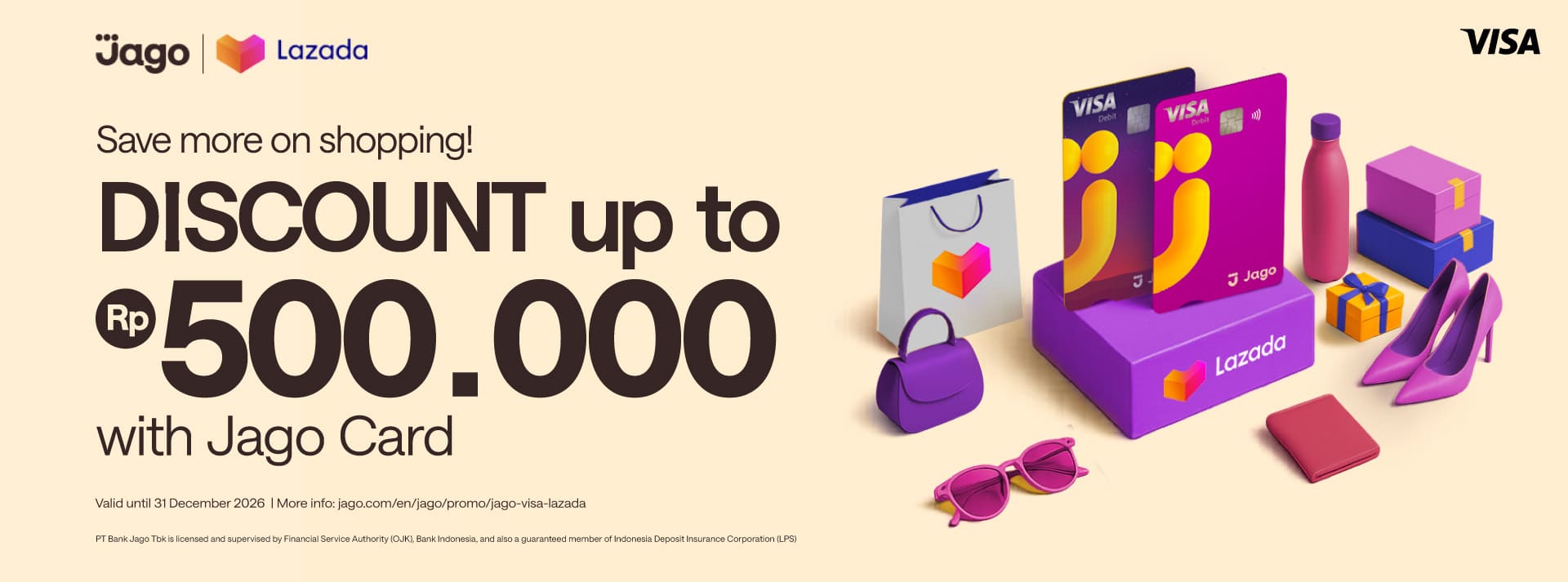 Save more on shopping! Up to 500K bonus with Jago Card.
