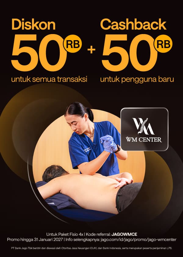 Diskon Rp50.000 Paket Fisioterapi Dewasa 4x Kunjungan & cashback Rp50.000
