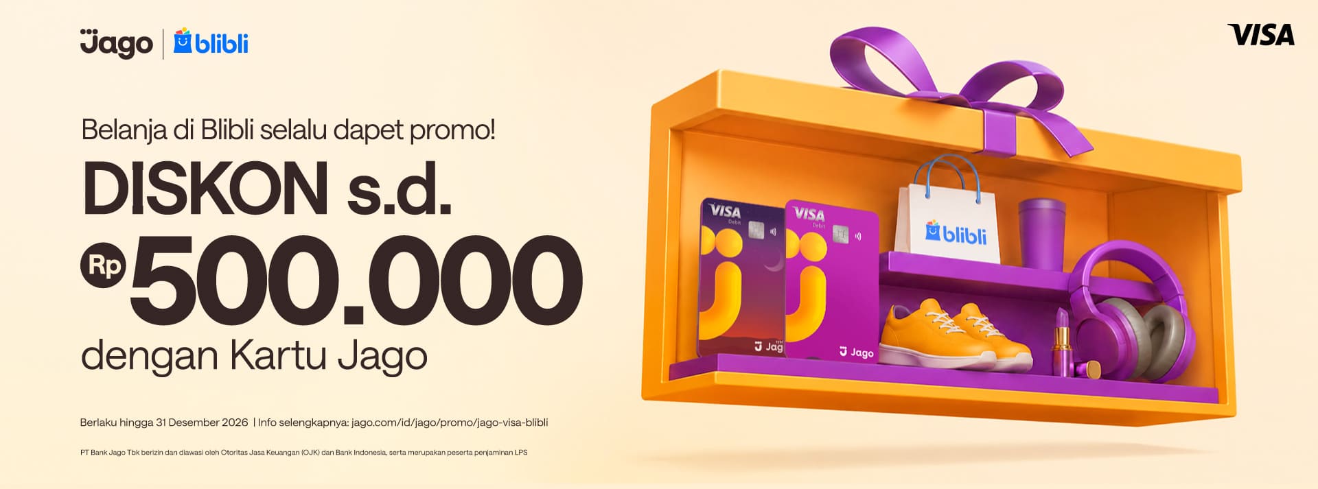 Belanja di Blibli selalu dapet promo! DISKON s.d. Rp500.000 dengan Kartu Jago.