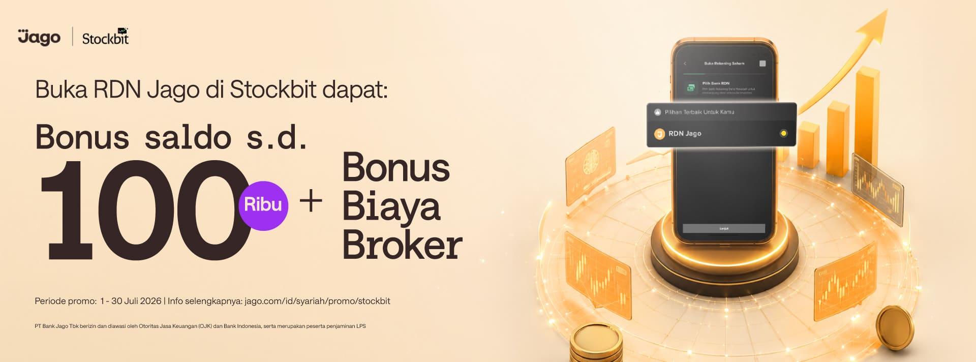 Bikin RDN Jago dari Stockbit dalam hitungan jam! Dapet cashback 30 ribu + cashback biaya broker*