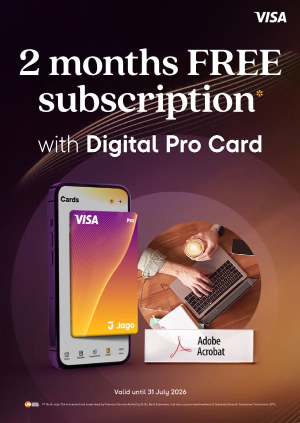 Get 2 months of Adobe Acrobat Pro free with a Jago Digital Pro Card