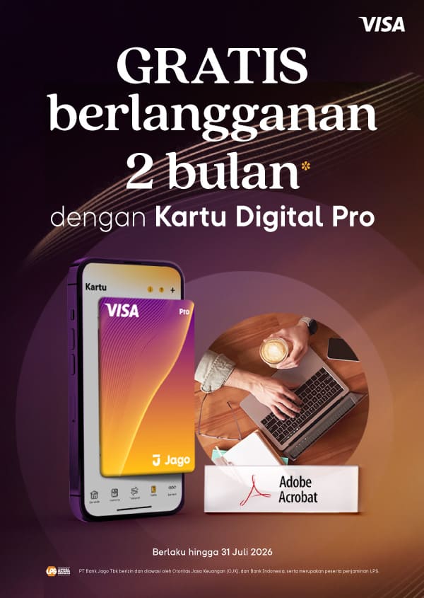 Bonus 2 bulan gratis Adobe Acrobat Pro dengan Kartu Digital Jago Pro