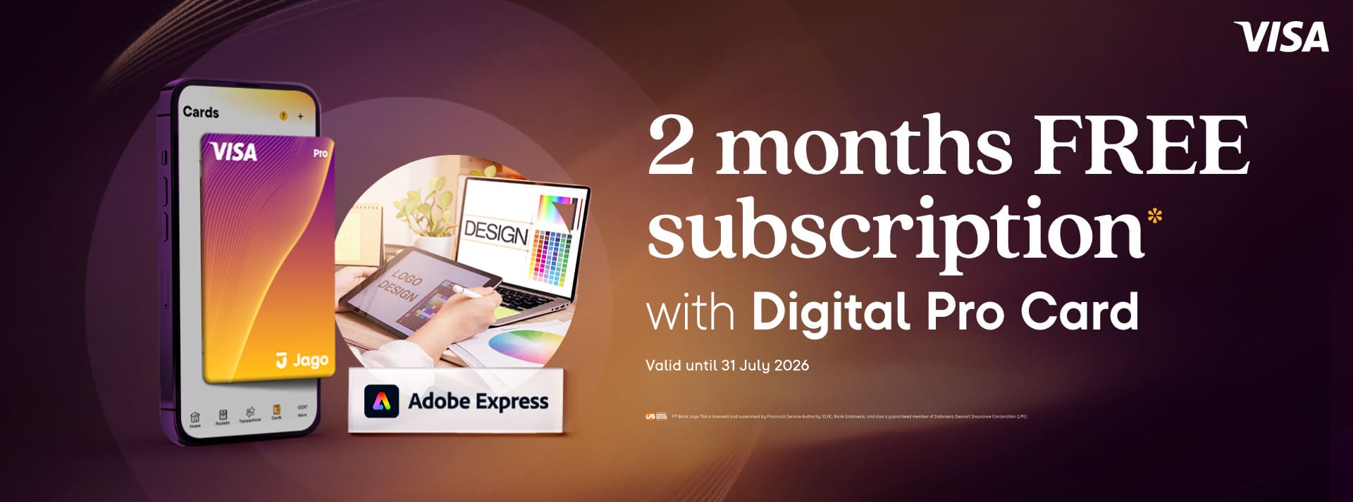 Get 2 Months of Adobe Express Premium Free when you purchase a 12-month subscription using a Jago Digital Pro Card