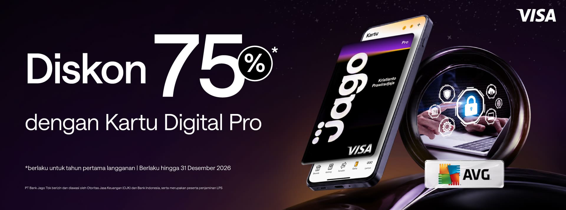 Diskon 75% untuk Produk AVG Security dengan Kartu Digital Pro!