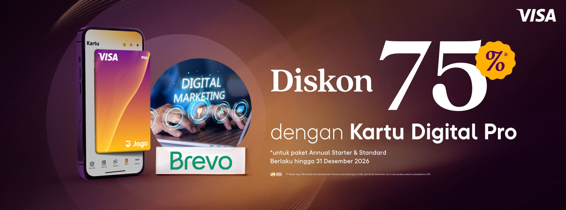 Diskon 75% untuk paket Annual Starter dan Standard dengan Kartu Digital Jago Pro