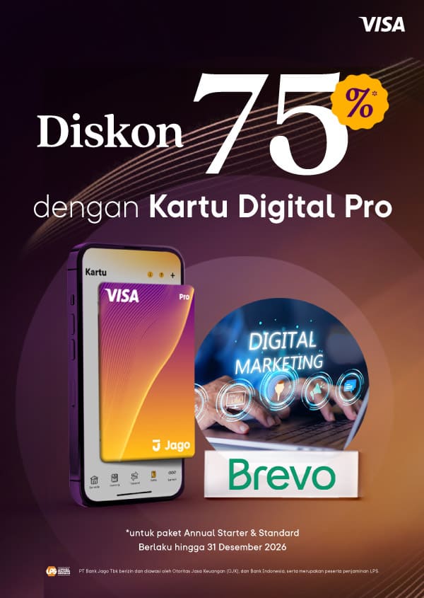 Diskon 75% untuk paket Annual Starter dan Standard dengan Kartu Digital Jago Pro