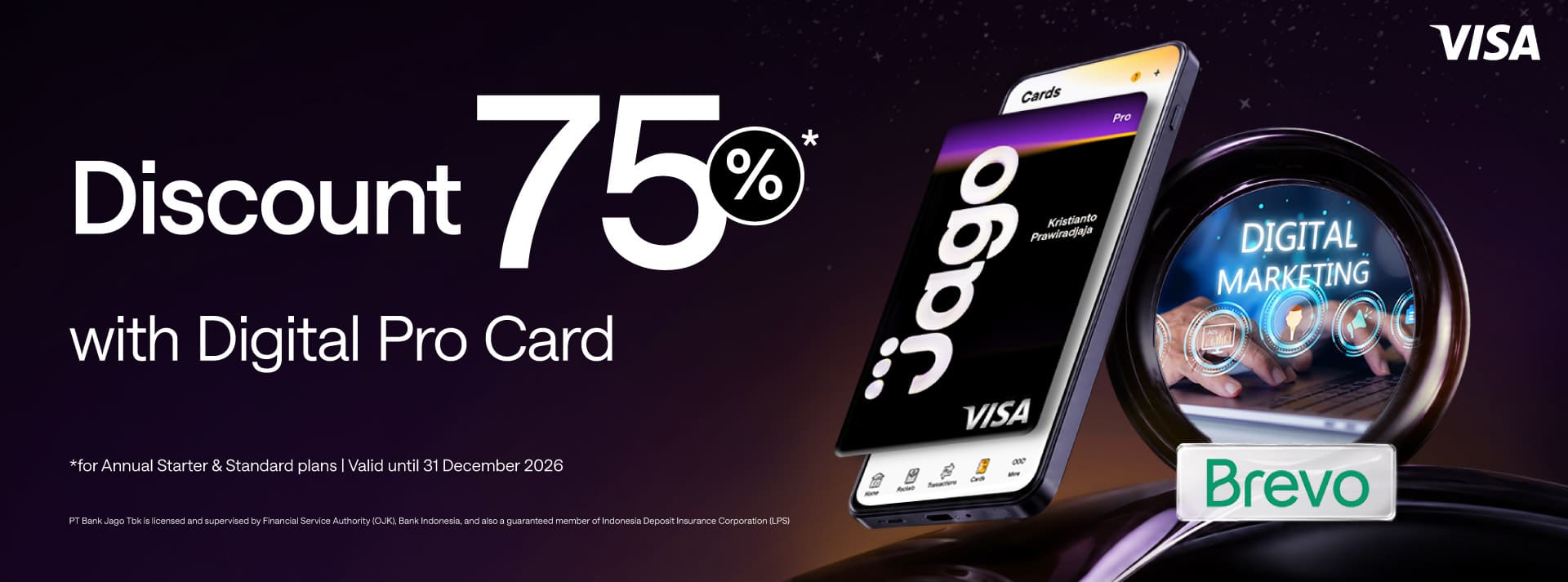 Get 75% off Annual Starter and Standard plans with a Jago Digital Pro Card