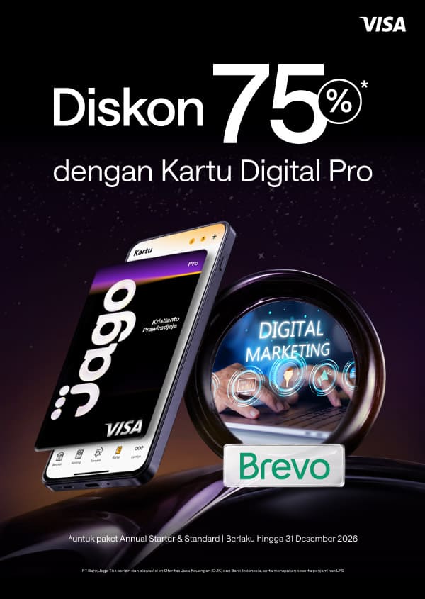 Diskon 75% untuk paket Annual Starter dan Standard dengan Kartu Digital Jago Pro