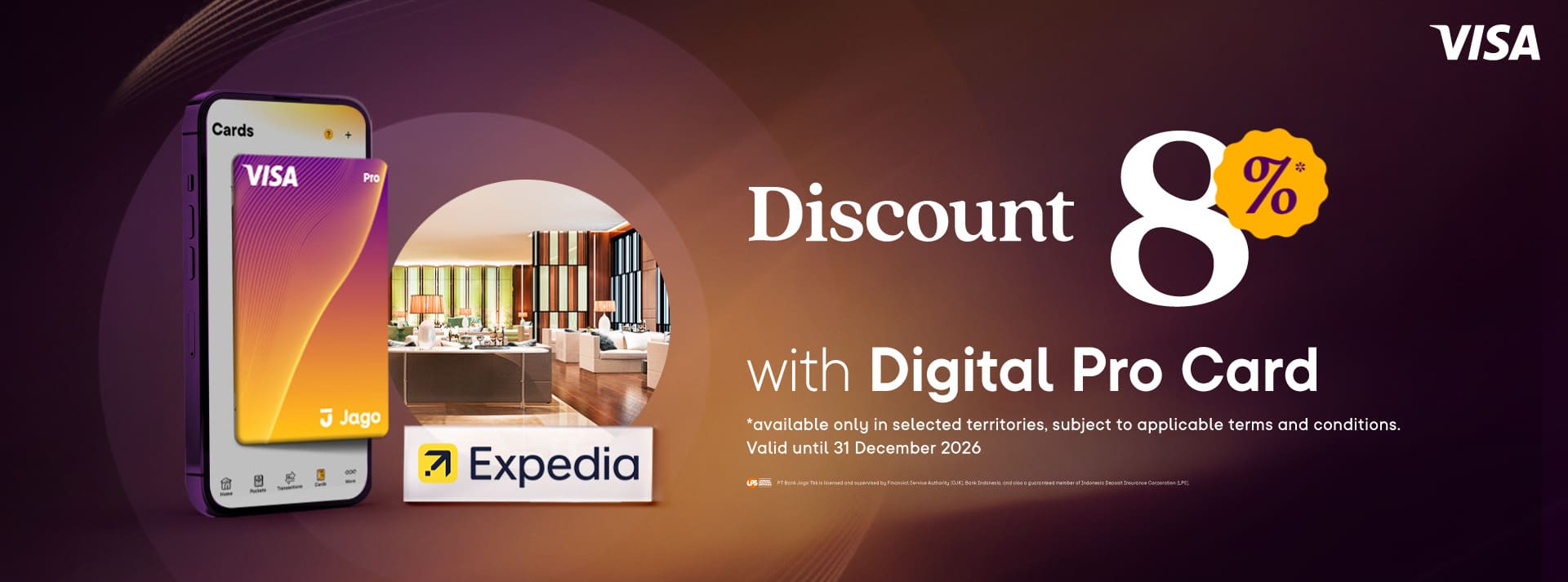 Get up to 8% off hotel bookings on Expedia when using the Jago Digital Pro Card