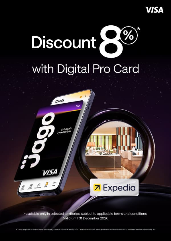 Get up to 8% off hotel bookings on Expedia when using the Jago Digital Pro Card