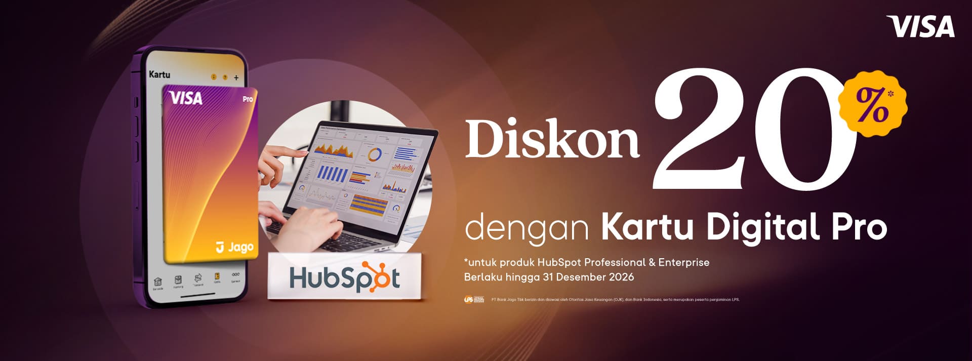 Diskon 20% untuk Produk HubSpot Professional & Enterprise menggunakan Kartu Digital Jago Pro