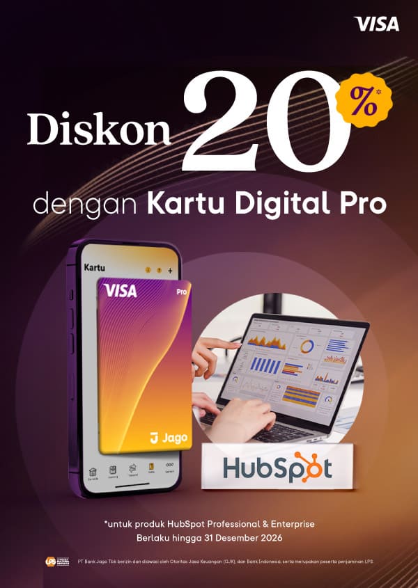Diskon 20% untuk Produk HubSpot Professional & Enterprise menggunakan Kartu Digital Jago Pro