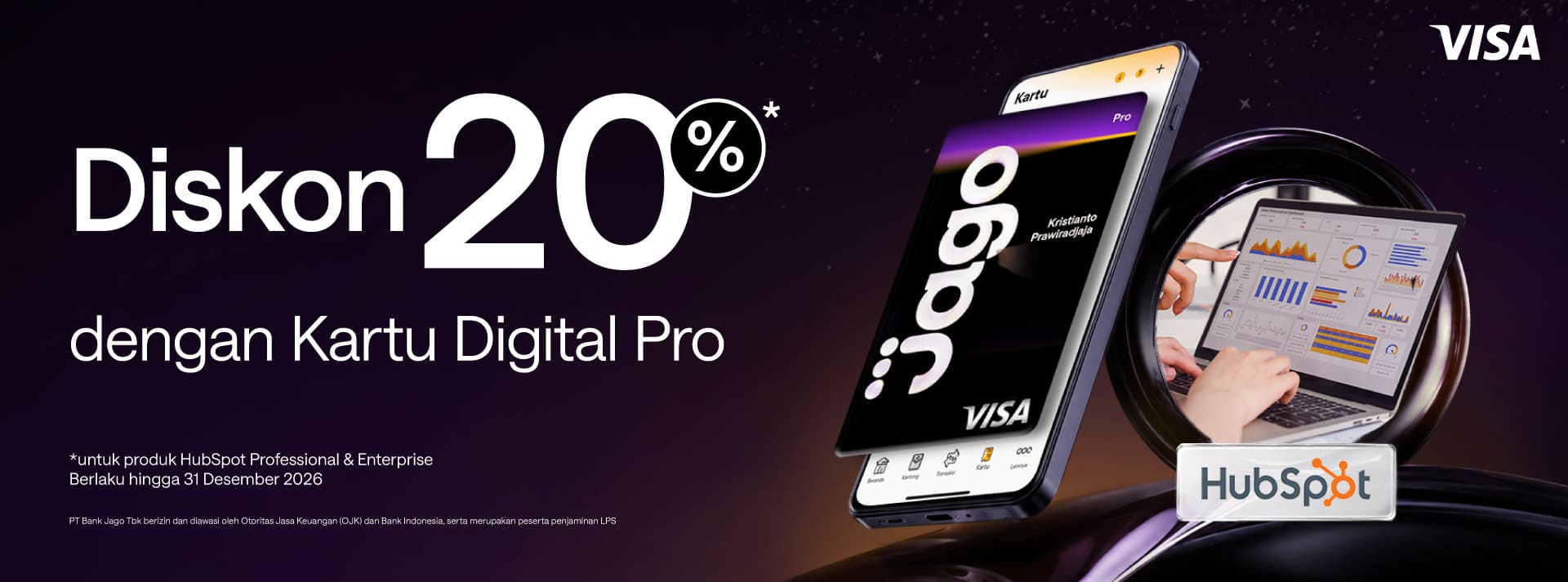 Diskon 20% untuk Produk HubSpot Professional & Enterprise menggunakan Kartu Digital Jago Pro