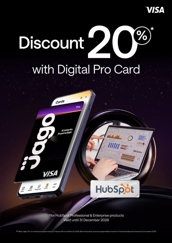 Get 20% Off HubSpot Professional & Enterprise Products with a Jago Digital Pro Card