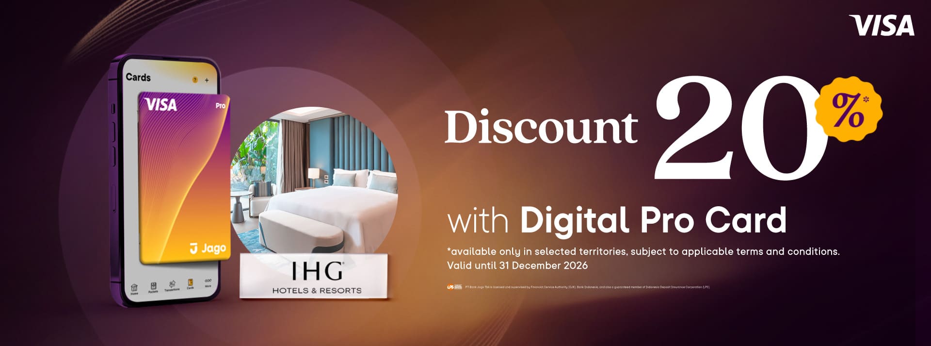 Get up to 20% off stays at IHG when using the Jago Digital Pro Card