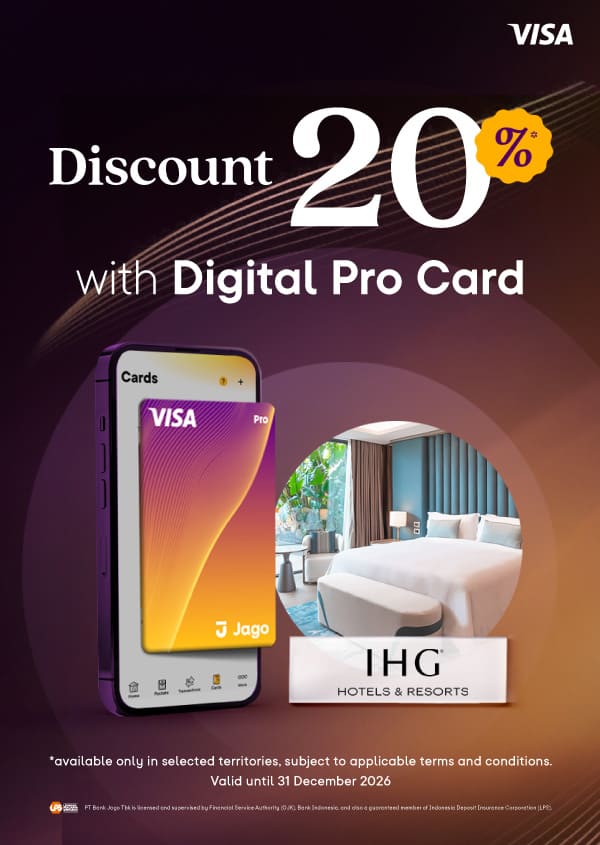 Get up to 20% off stays at IHG when using the Jago Digital Pro Card