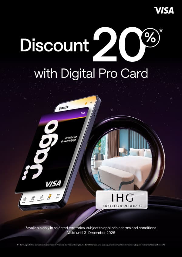 Get up to 20% off stays at IHG when using the Jago Digital Pro Card