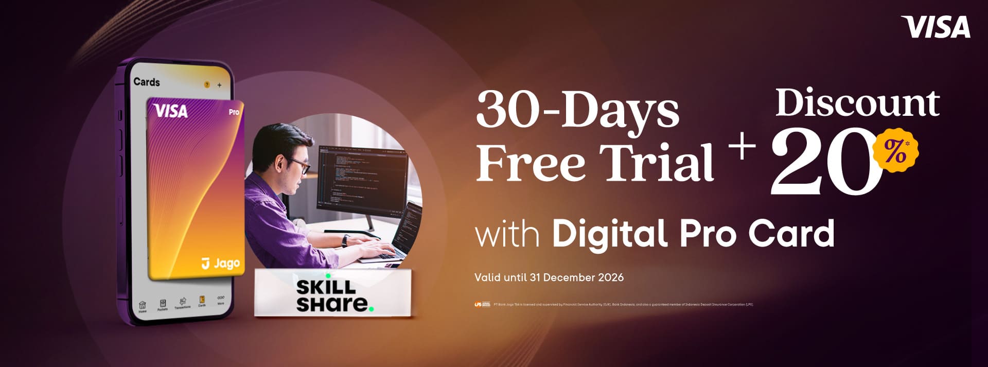30-Day Free Trial + 20% Off Annual Plan when using the Jago Digital Pro Card