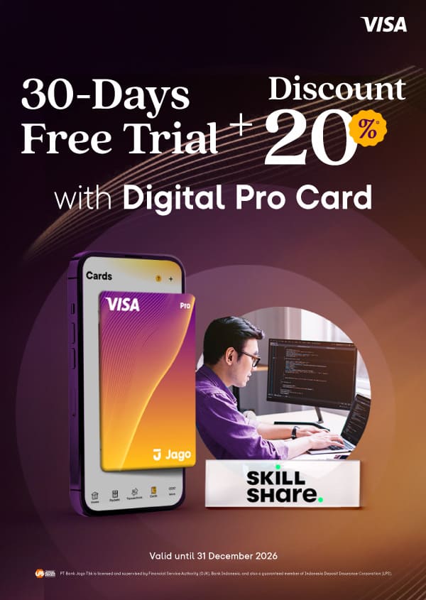 30-Day Free Trial + 20% Off Annual Plan when using the Jago Digital Pro Card