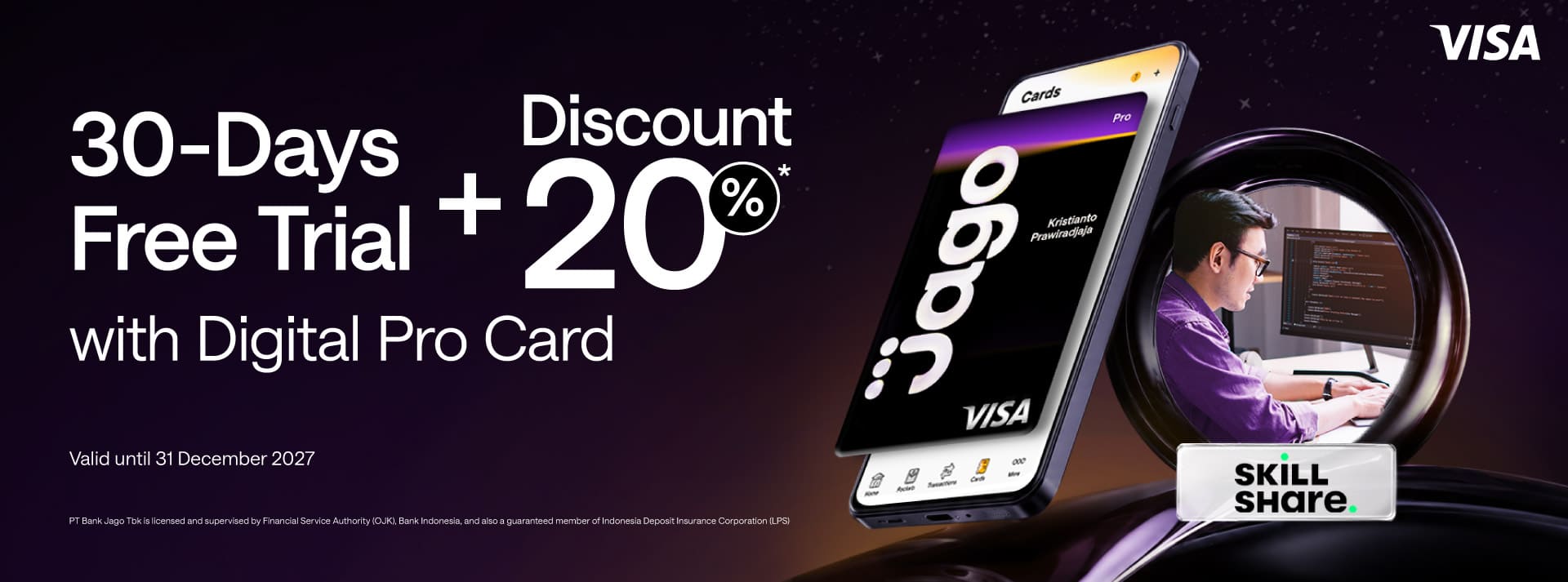 30-Day Free Trial + 20% Off Annual Plan when using the Jago Digital Pro Card