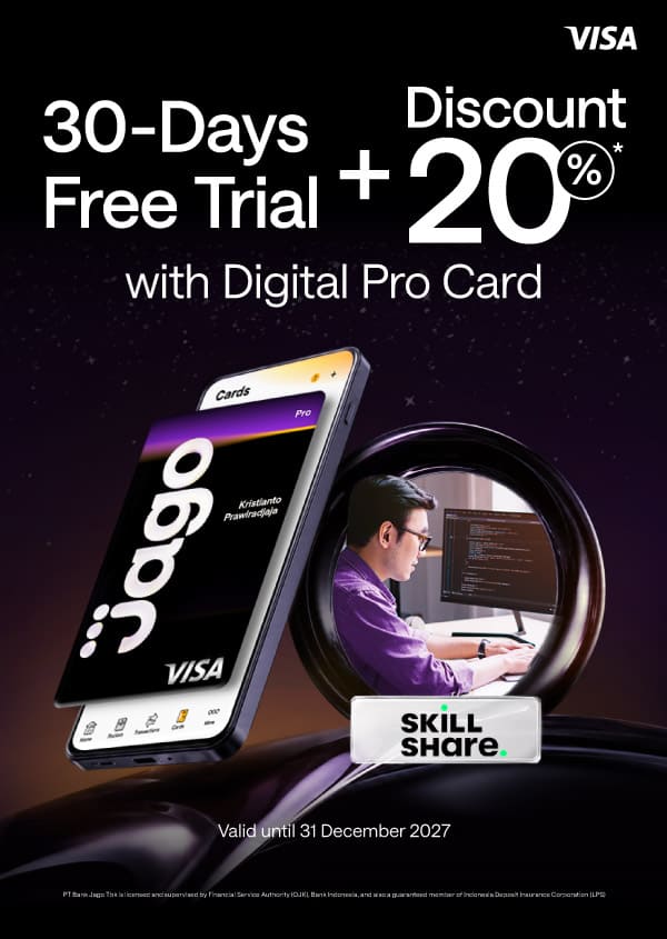 30-Day Free Trial + 20% Off Annual Plan when using the Jago Digital Pro Card