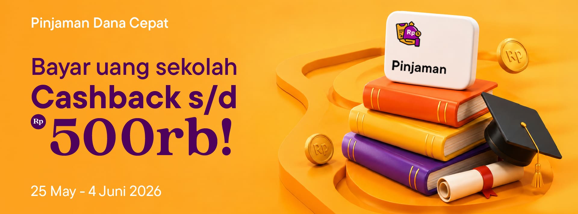 Dapatkan cashback pinjaman pertama hingga Rp.500.000 dengan pencairan pinjaman Jago Dana Cepat pertamamu.
