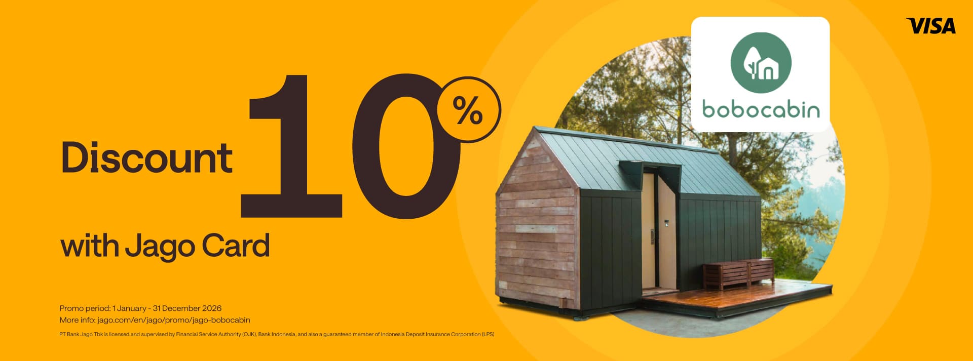 Book Bobocabin using Jago Card (Physical) to get 10% discount for glamping!