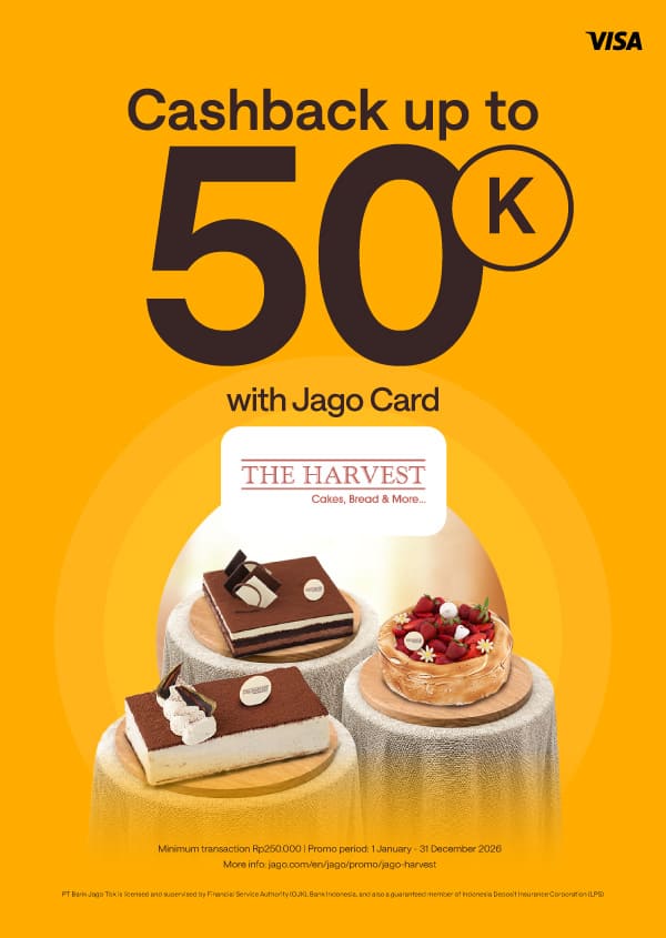 10% bonus for special cakes & hampers using Jago Card (Physical)