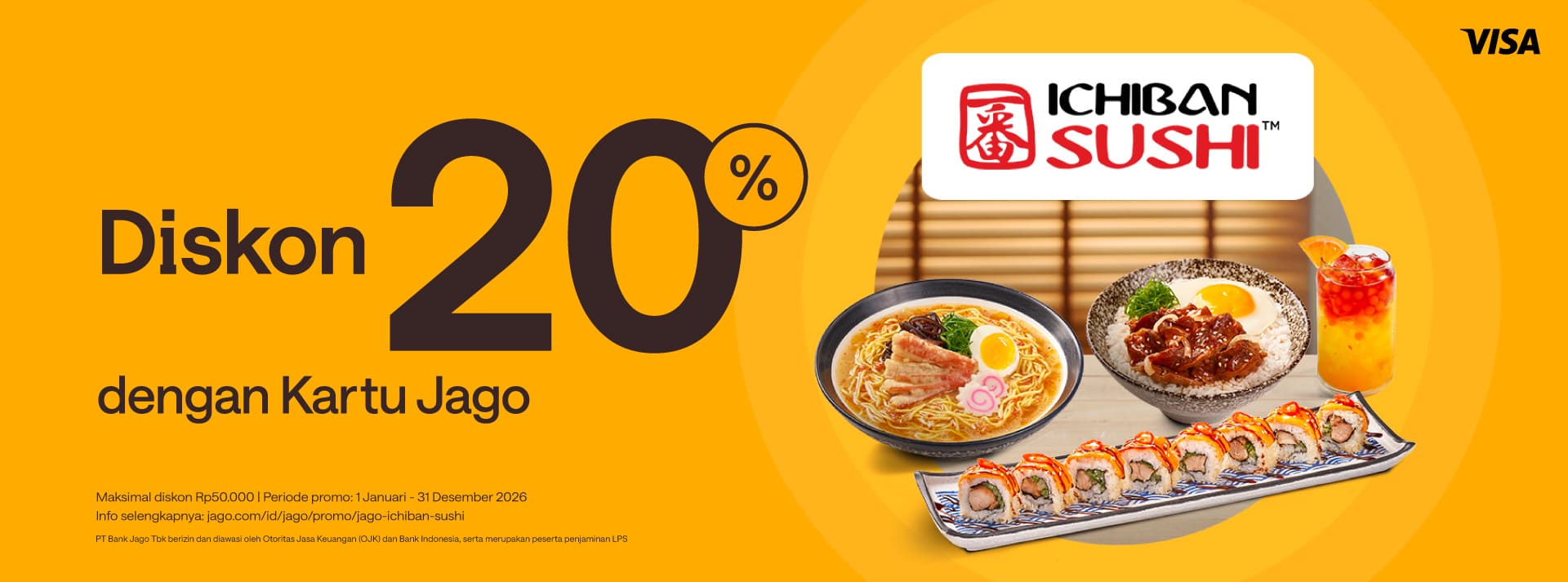 Diskon 20% buat makan sushi pakai Kartu Jago (Fisik)