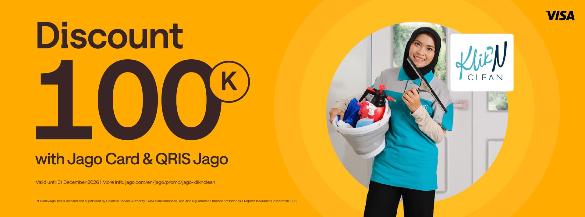 Book KliknClean at weekend, get 100k discount using Jago Visa Debit Card