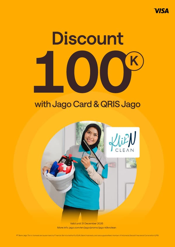 Book KliknClean at weekend, get 100k discount using Jago Visa Debit Card