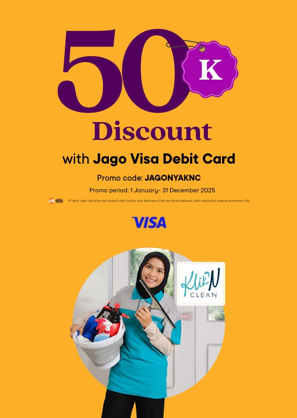 Book KliknClean at weekend, get 50k discount using Jago