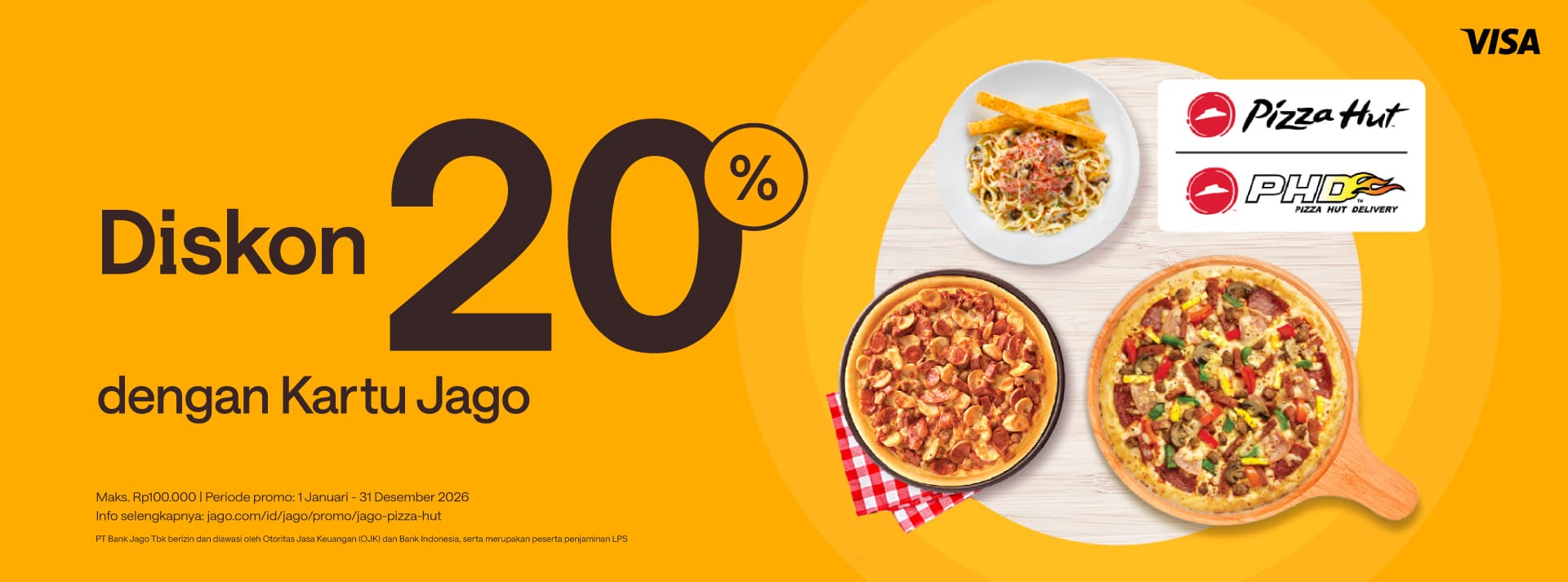Diskon 20% jajan pizza pakai Kartu Jago (Fisik)