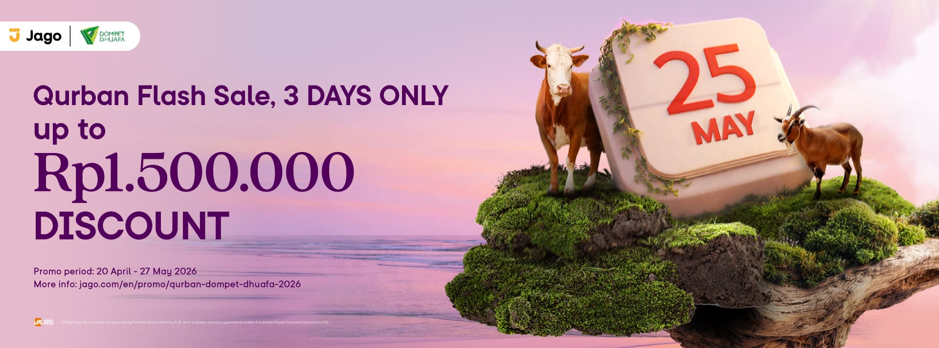 Buy Qurban at Dompet Dhuafa using Jago Visa Debit Card get discounts of up to Rp1.100.000