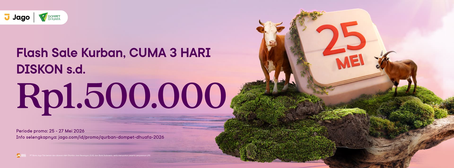 Beli Hewan Qurban di Dompet Dhuafa pake Kartu Debit Jago Visa diskon s.d. 1.100.000