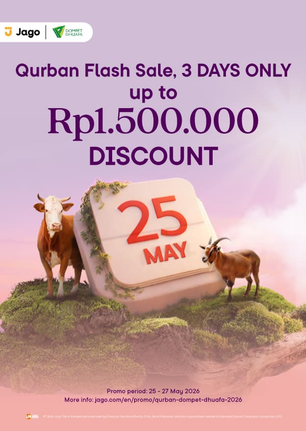 Buy Qurban at Dompet Dhuafa using Jago Visa Debit Card get discounts of up to Rp1.100.000