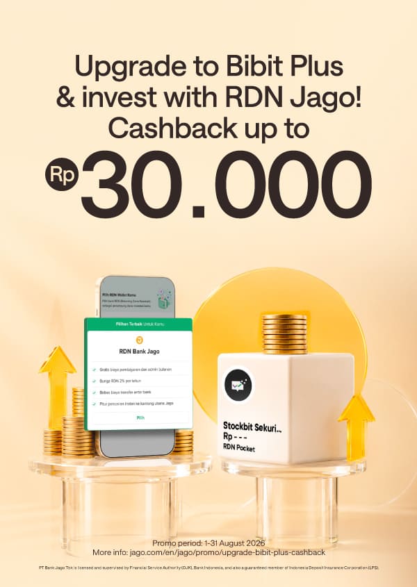 Upgrade to Bibit Plus & pay with Jago RDN to get bonus of Rp10.000*