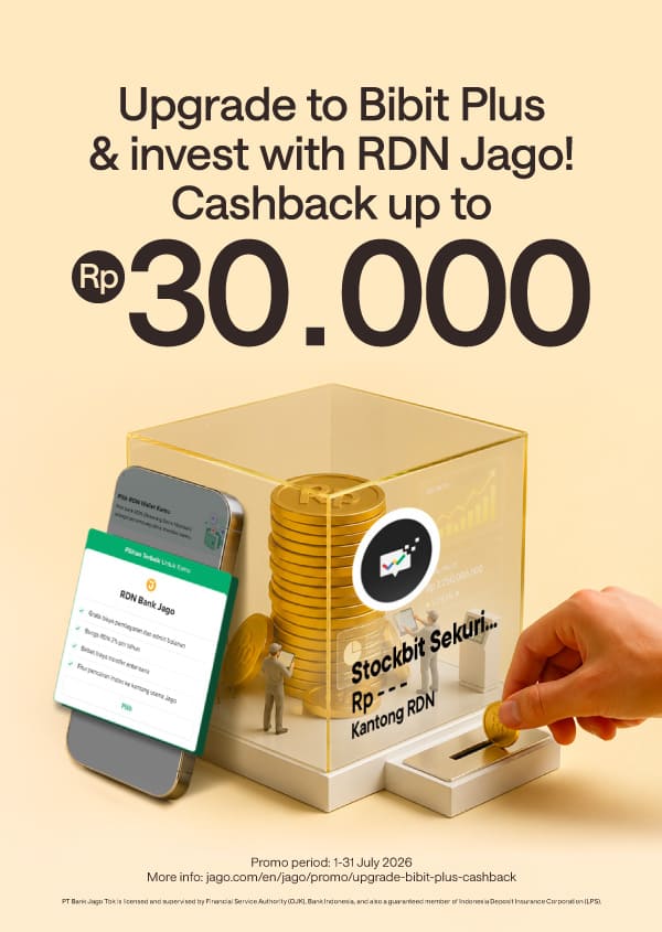 Upgrade to Bibit Plus & pay with Jago RDN to get bonus of Rp10.000*