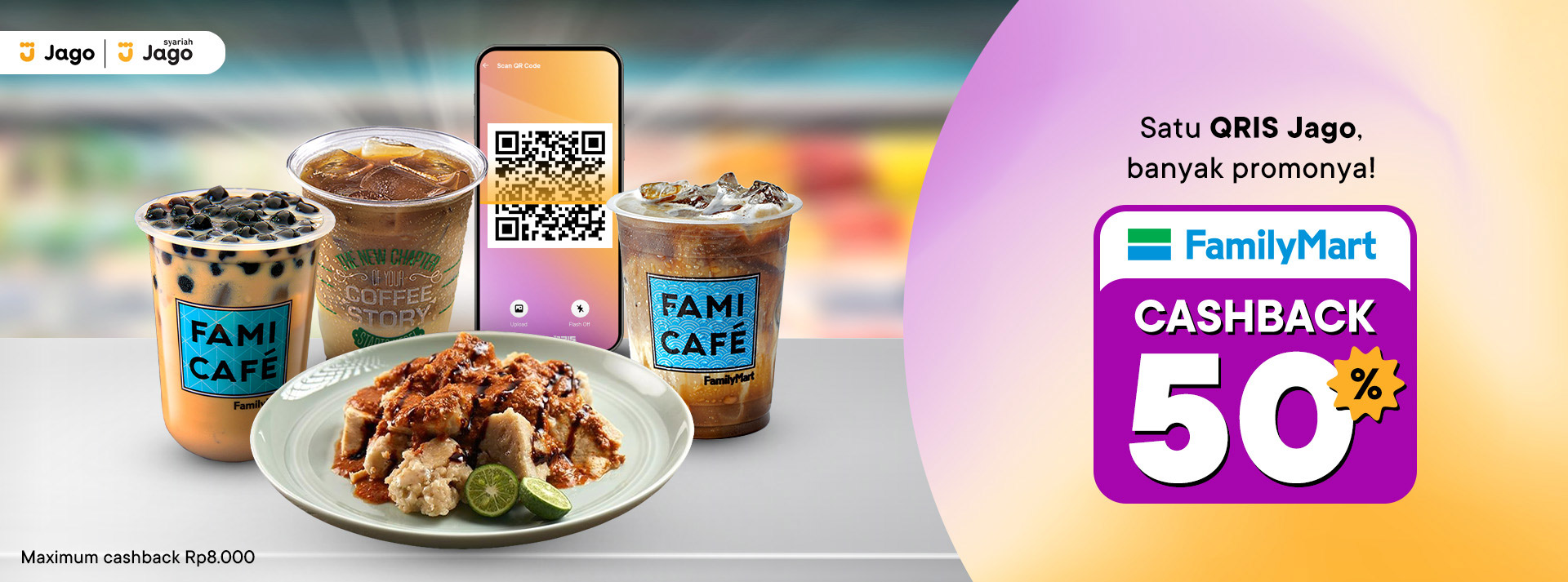 Jajan pakai Kartu Debit Jago Visa, Cashback 50%*