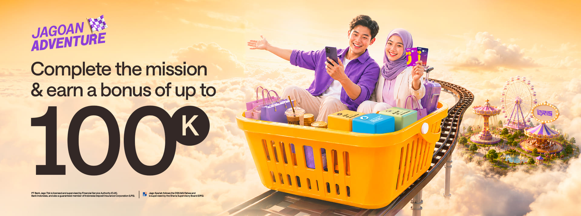 Use Jago for your daily transactions and get up to 100K reward.