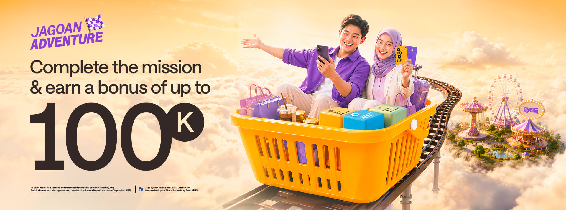 Use Jago for your daily transactions and get up to 100K reward.