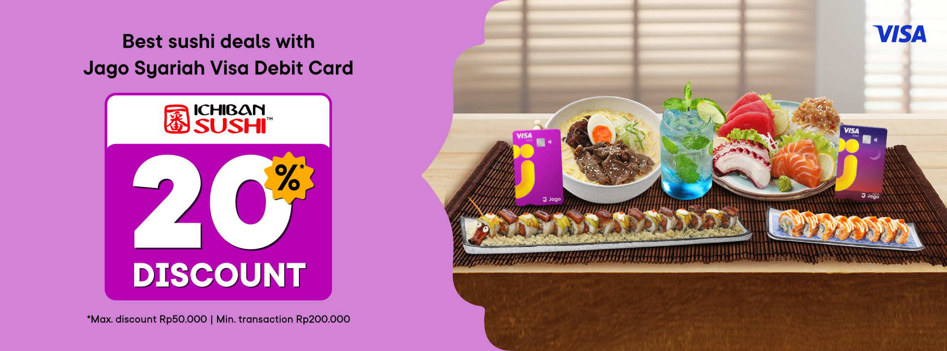 20% discount for sushi treats with Jago Visa Debit Card