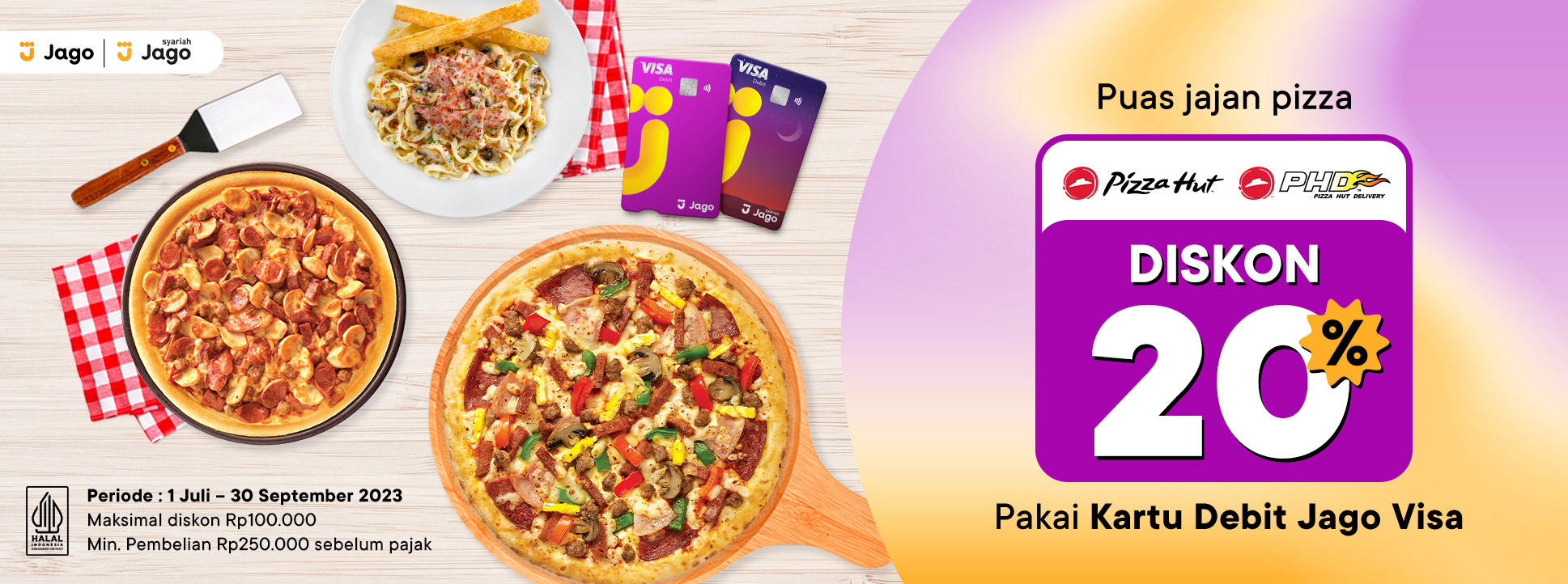 Diskon 20% jajan pizza pakai Kartu Debit Jago Visa