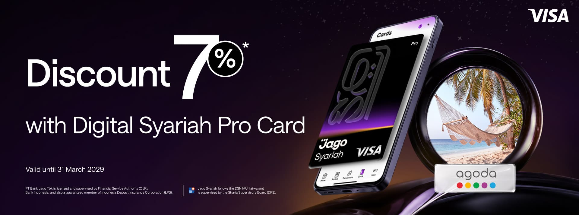 7% off hotels worldwide on Agoda when you pay with your Jago Digital Pro Card