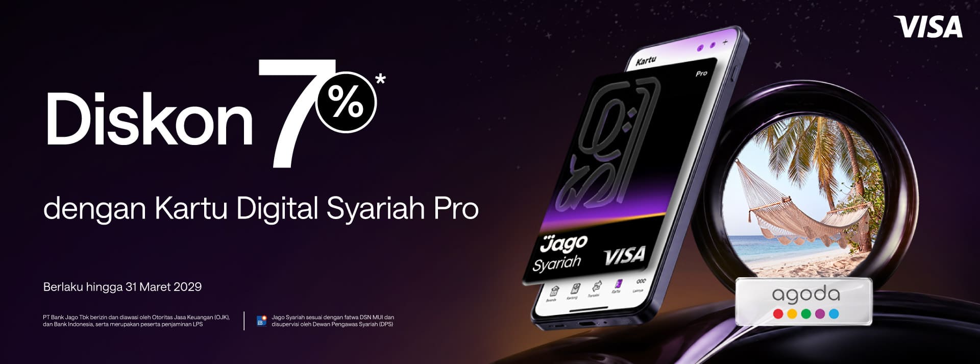 Diskon 7% untuk hotel di seluruh dunia di Agoda saat membayar dengan Kartu Digital Jago Pro