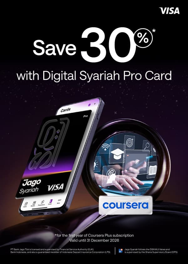Save 30% on your first year of Coursera Business Standard with your Jago Digital Pro Card